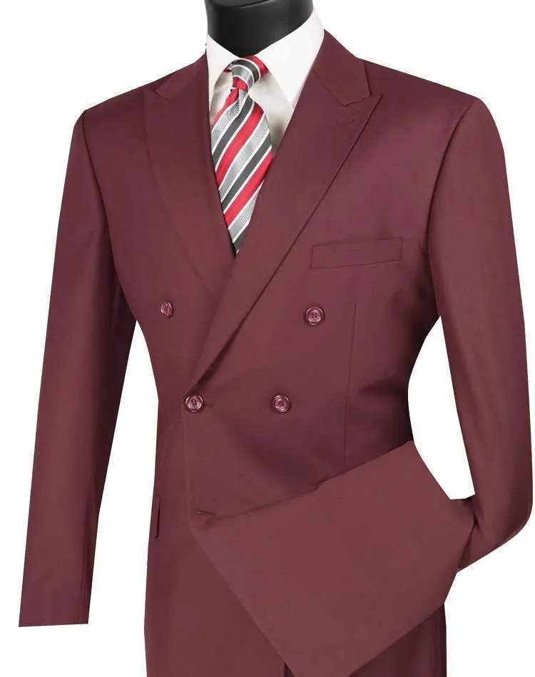 Burgundy Double Breasted Regular Fit Suit