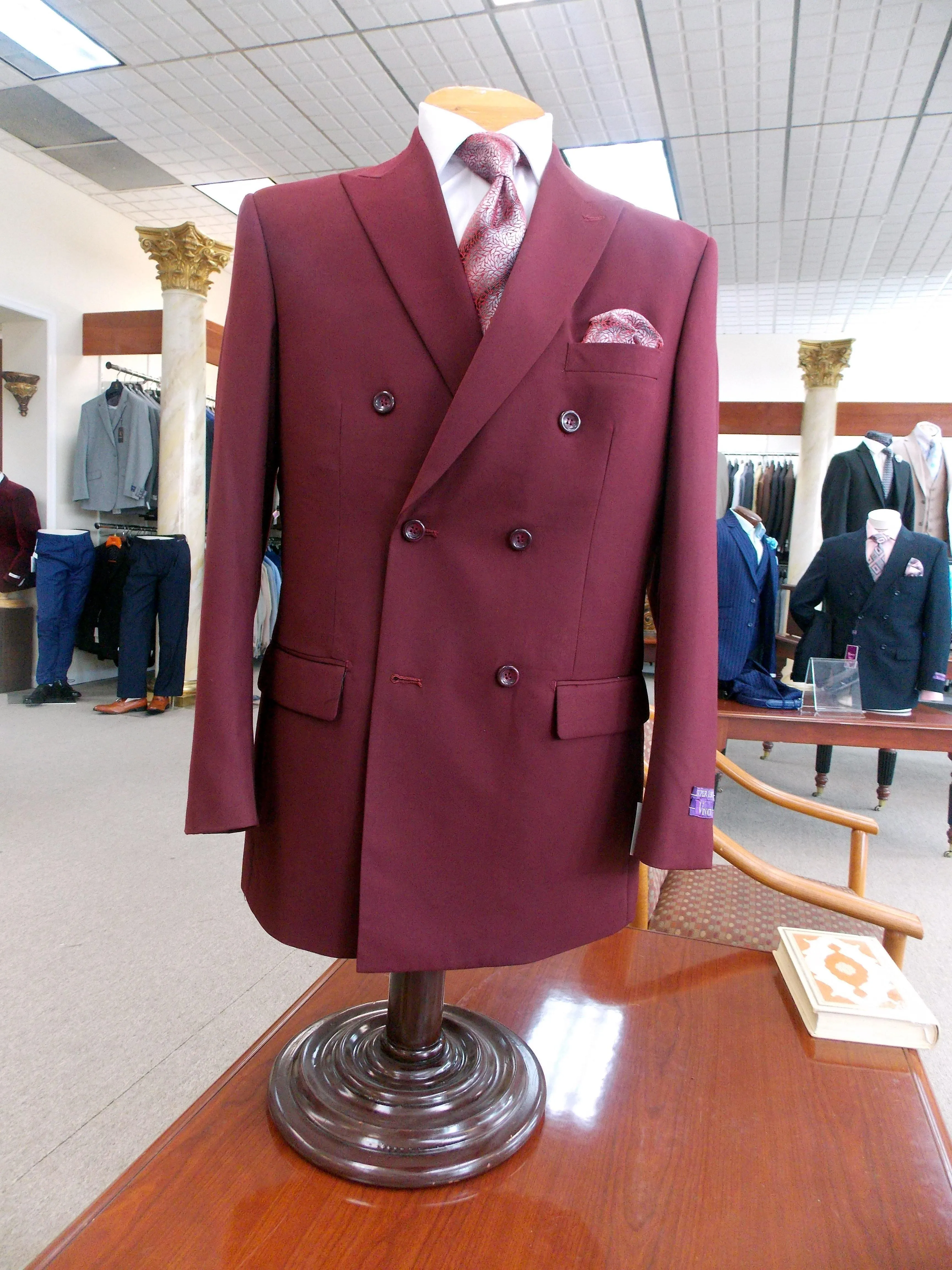 Burgundy Double Breasted Regular Fit Suit