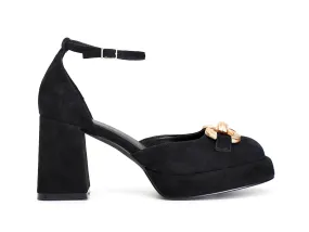 CafèNoir Décolleté Platform Cinturino Caviglia Tomaia Camoscio