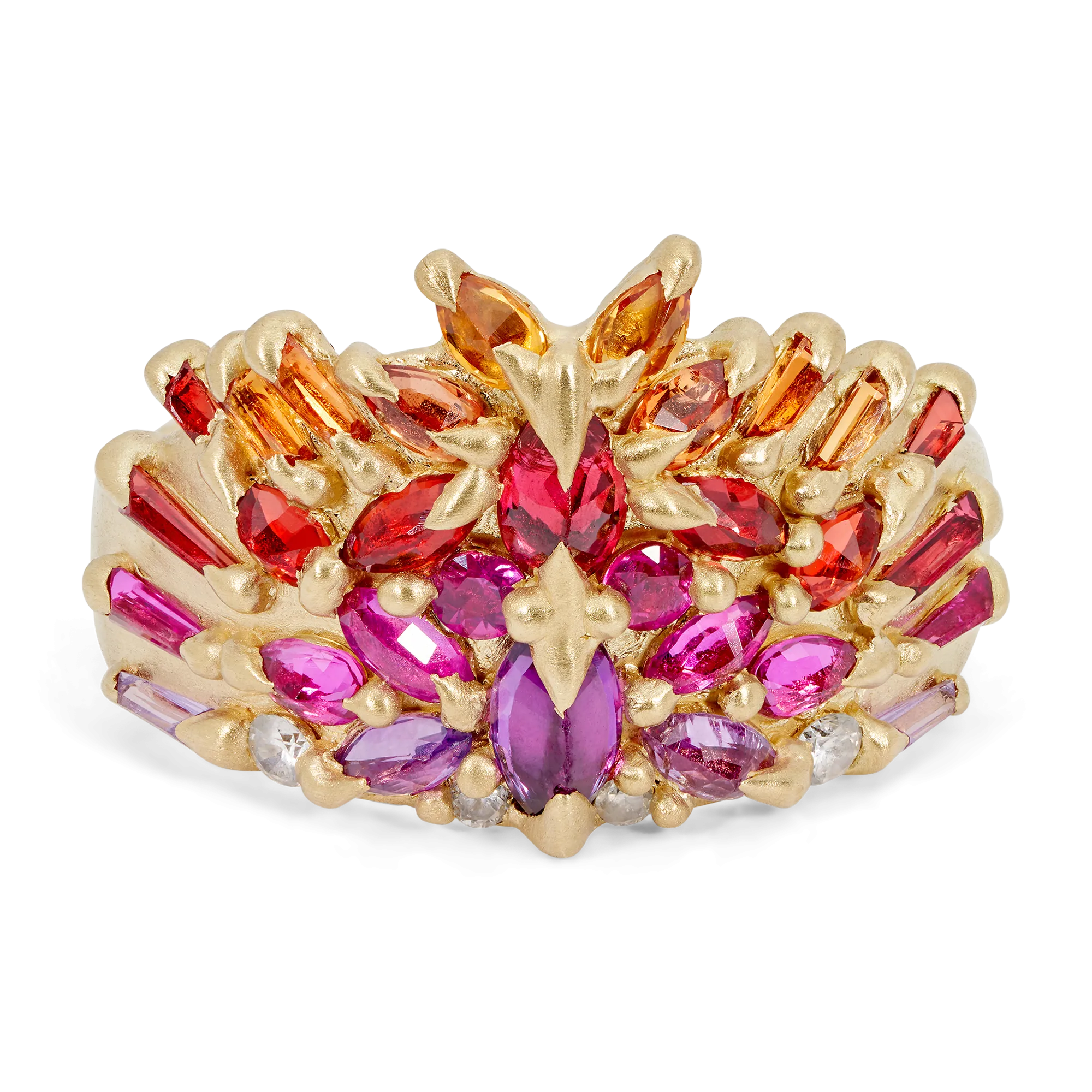 California Sunset Uber Half Shield Ring with Diamonds - Size 9 - 11371