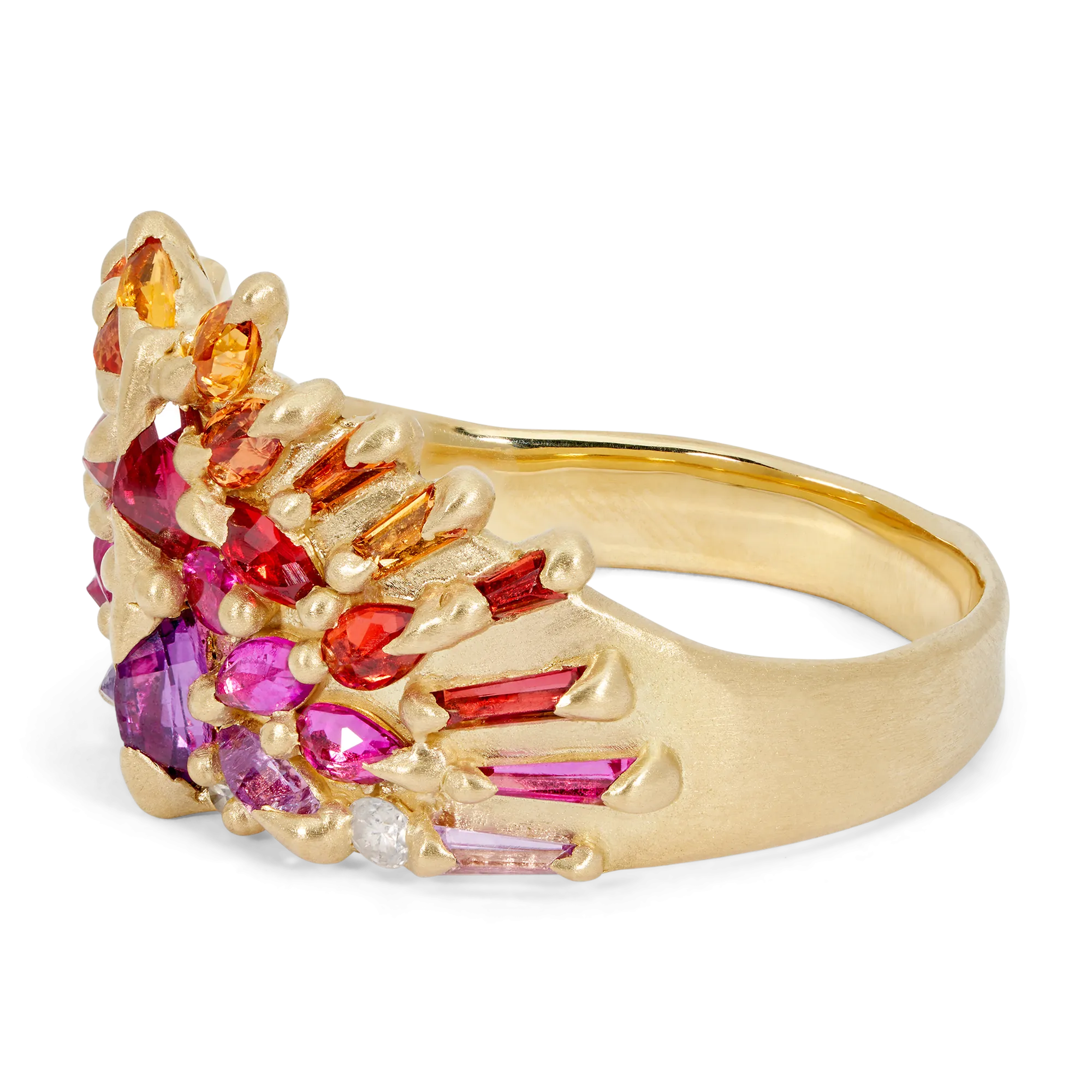 California Sunset Uber Half Shield Ring with Diamonds - Size 9 - 11371