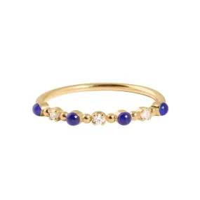 Classic Gigi 3 Diamond Lapis Ring, Yellow Gold, Size 5.75