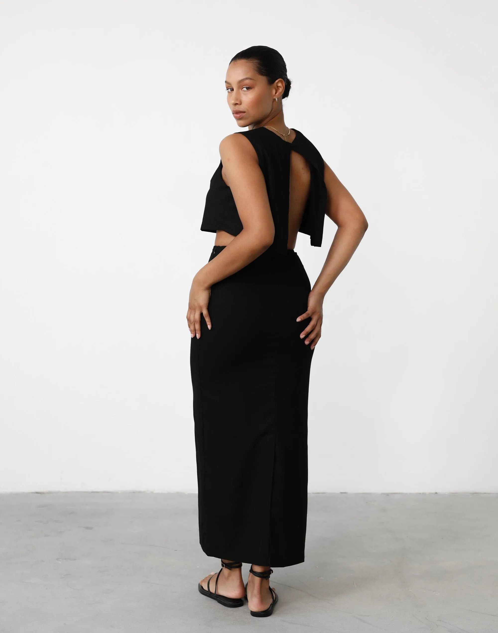 Como Linen Maxi Skirt (Black)