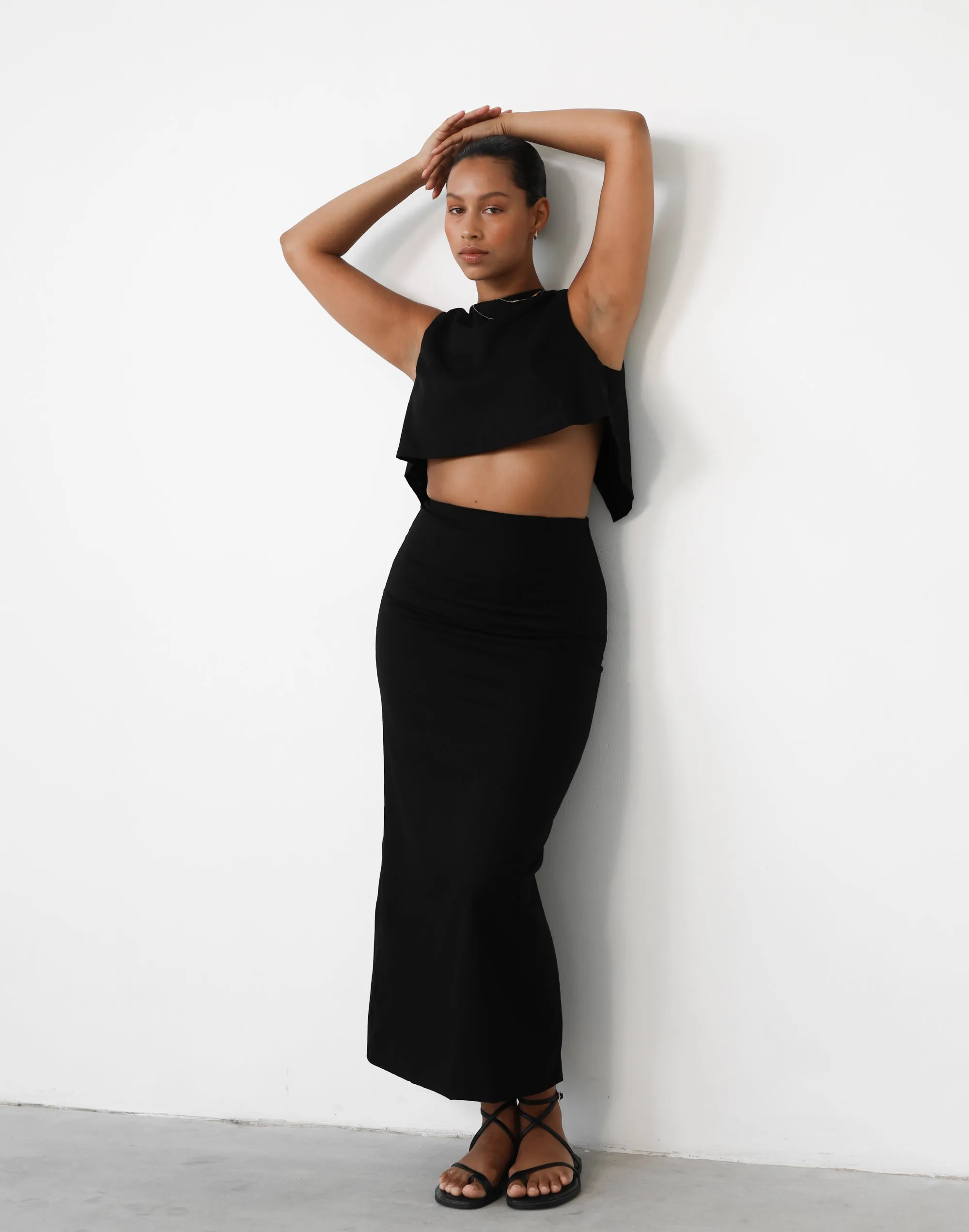 Como Linen Maxi Skirt (Black)