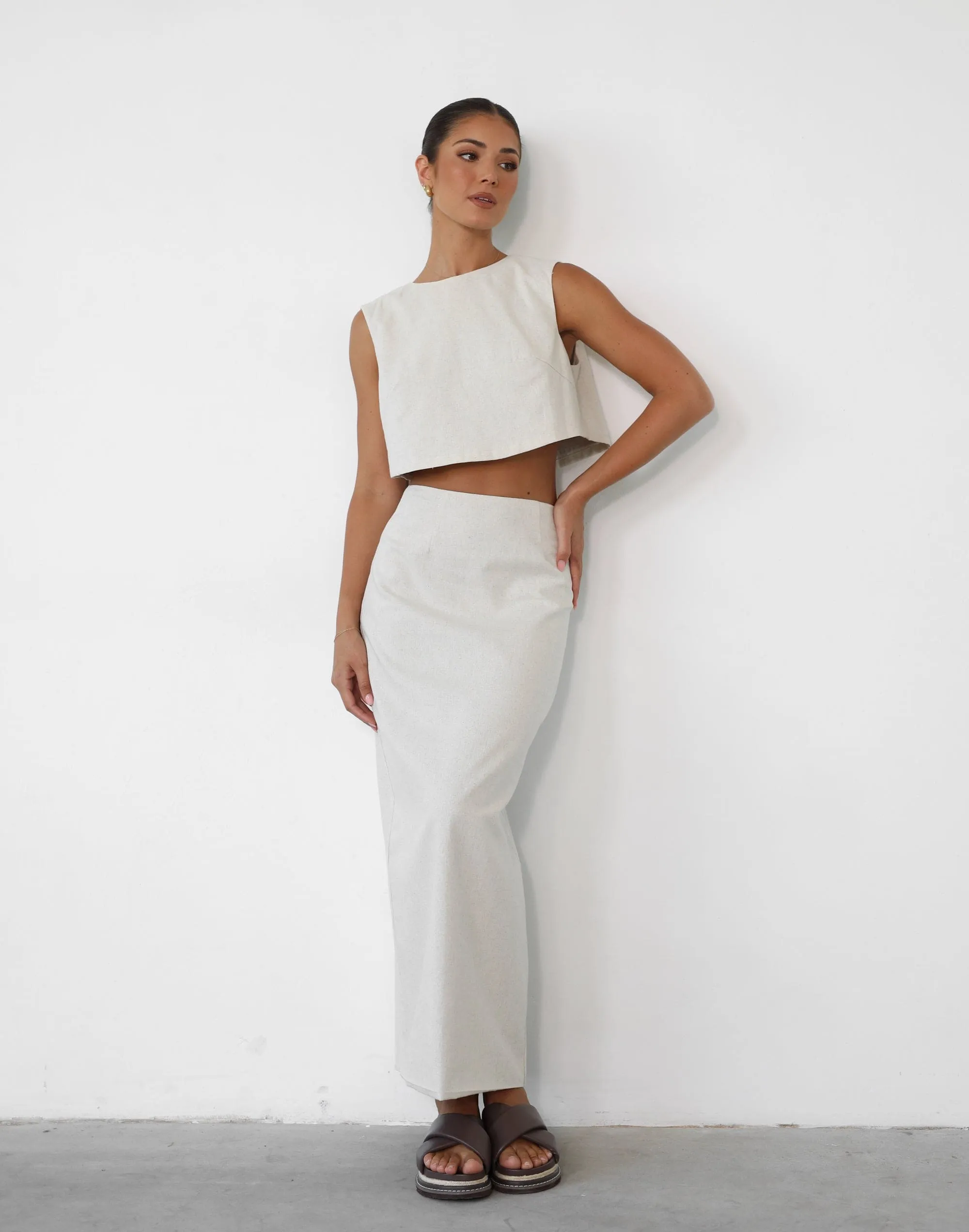 Como Linen Maxi Skirt (Oat)