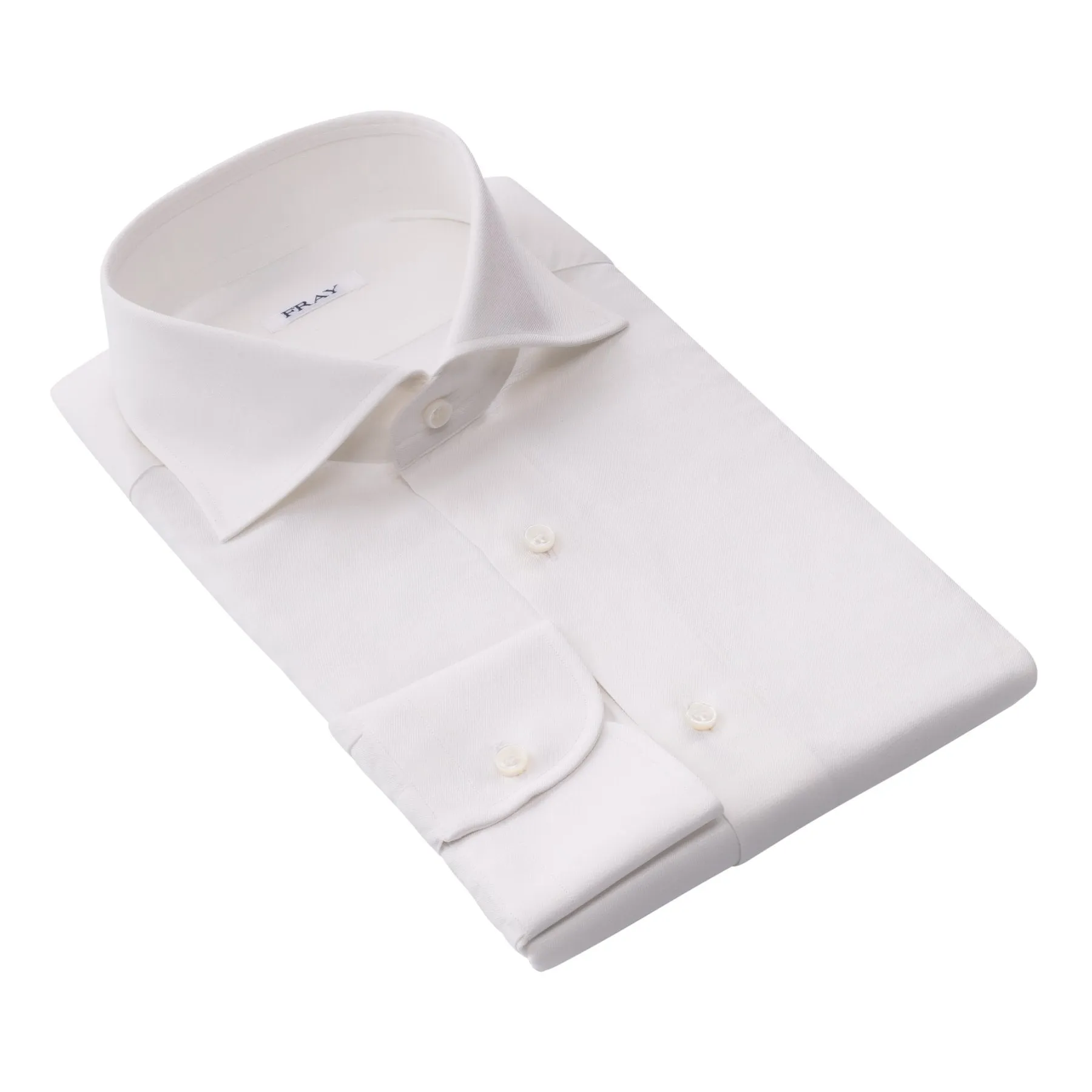 Cotton and Hemp-Blend White Shirt with Round French Cuff