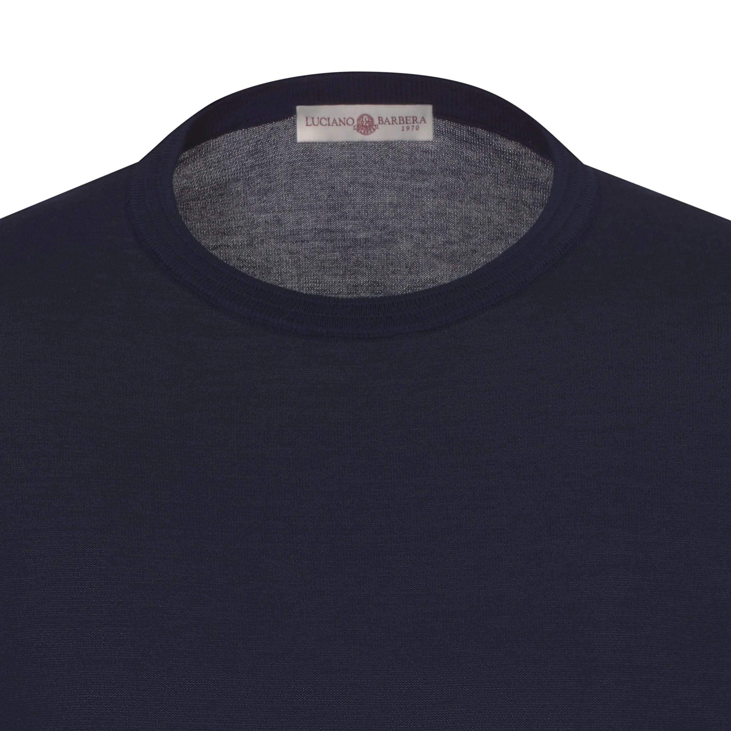 Crew-Neck Cotton T-Shirt Sweater in Dark Blue