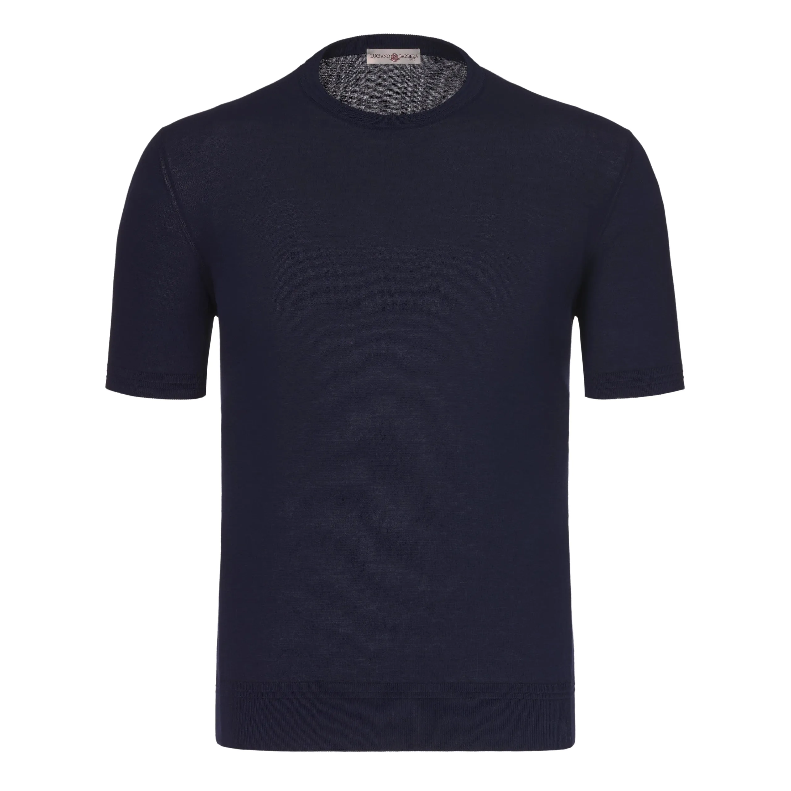 Crew-Neck Cotton T-Shirt Sweater in Dark Blue