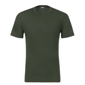 Crew-Neck Linen T-Shirt in Dark Green