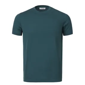 Crew-Neck Stretch-Cotton T-Shirt in Green