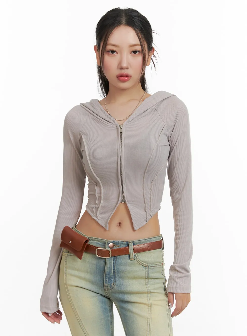 Cropped Zip-Up Hoodie CA416