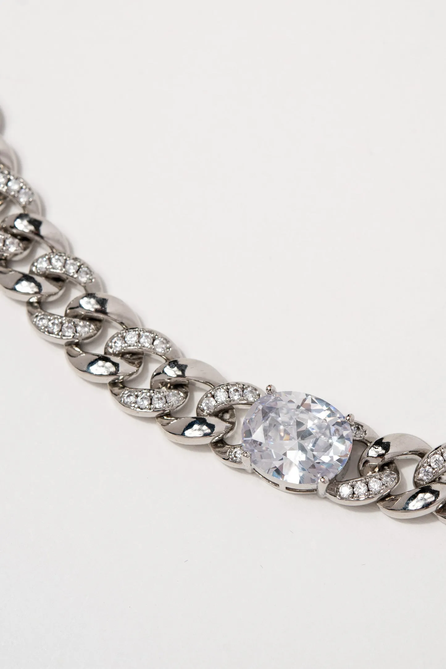 Cuban CZ Necklace Set - Silver