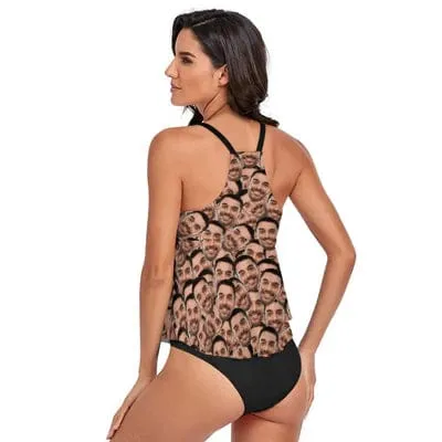 Custom Face Seamless Boyfriend Tankini For Women 2 Pieces Swimsuit