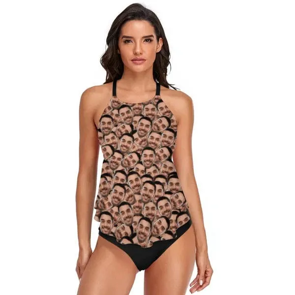 Custom Face Seamless Boyfriend Tankini For Women 2 Pieces Swimsuit