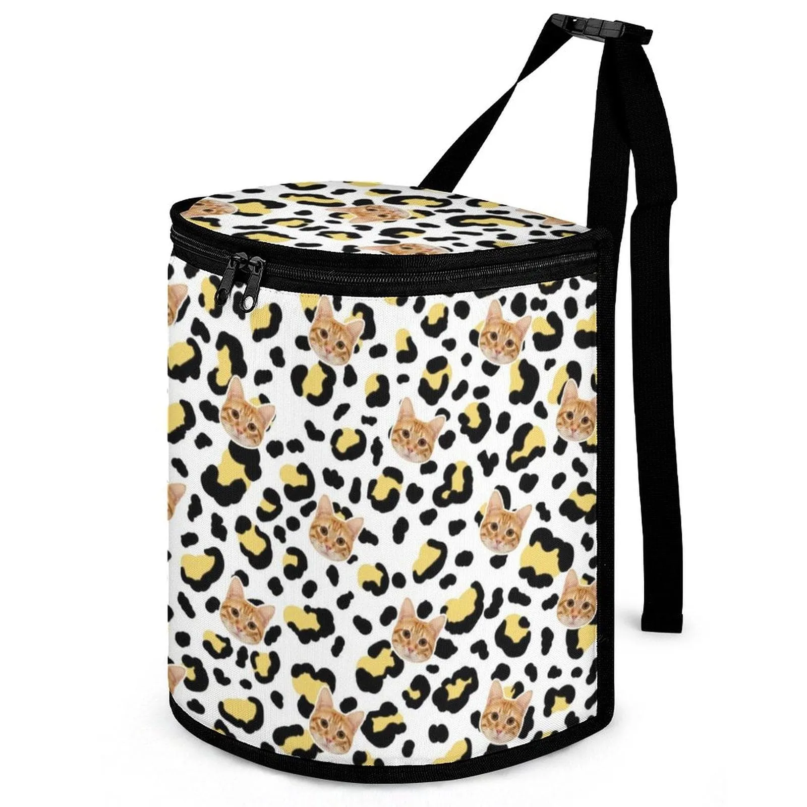 Custom Pet Cat Face Leopard Print Car Garbage Bag Personalized Car Storage Bag