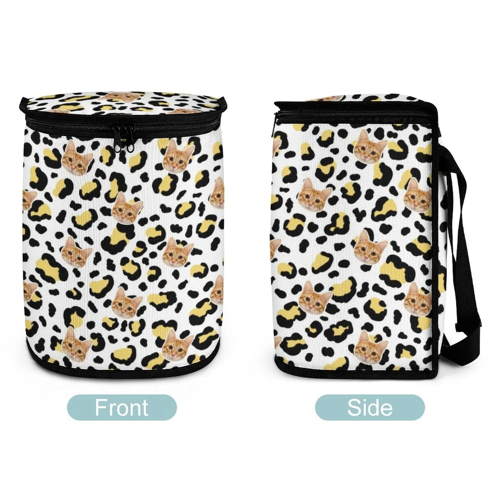 Custom Pet Cat Face Leopard Print Car Garbage Bag Personalized Car Storage Bag