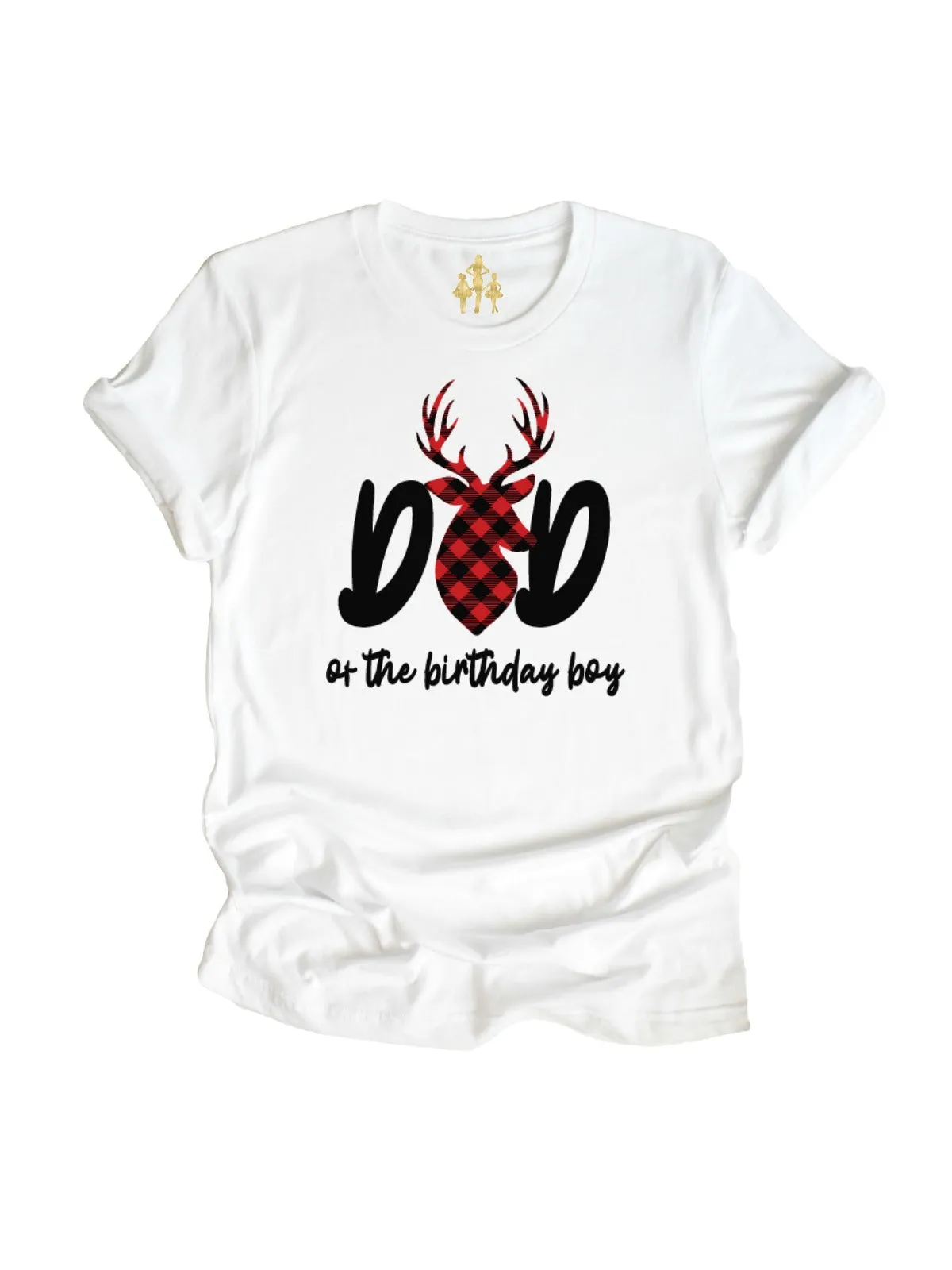 Dad of the Birthday Boy Buffalo Plaid Deer Tee