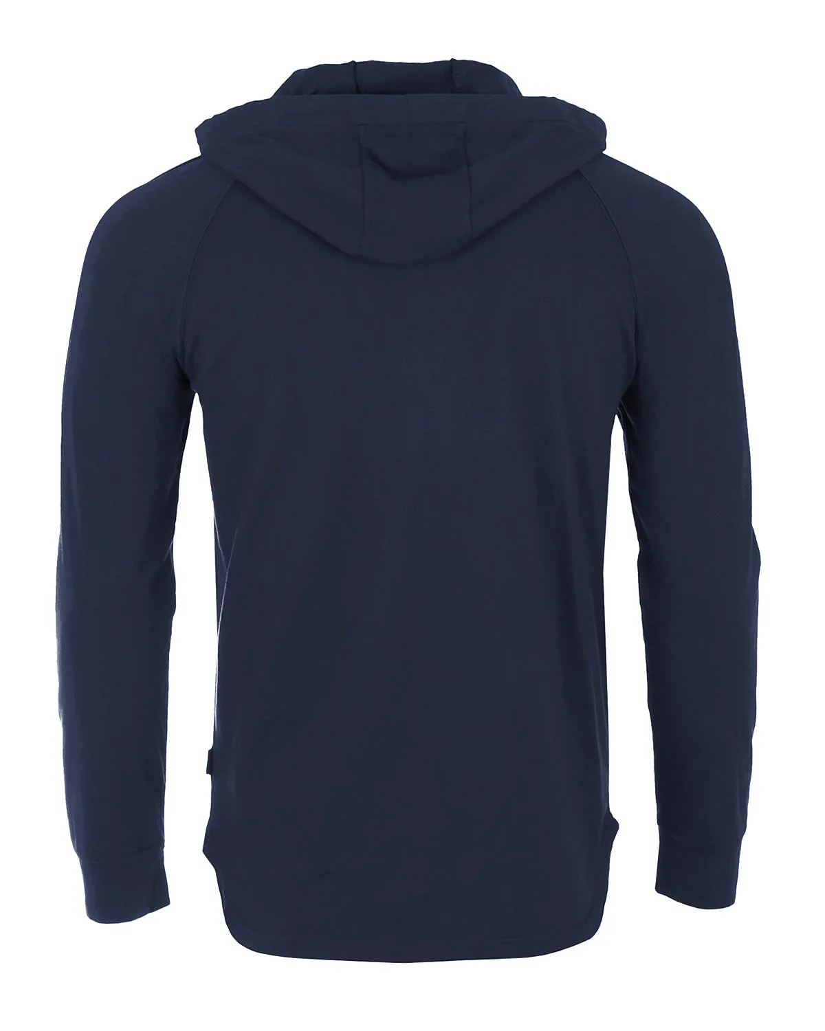 Dark Blue Pigment Dyed Hoodie Athletic V-Neck Long Sleeve Henley Pullover Shirt