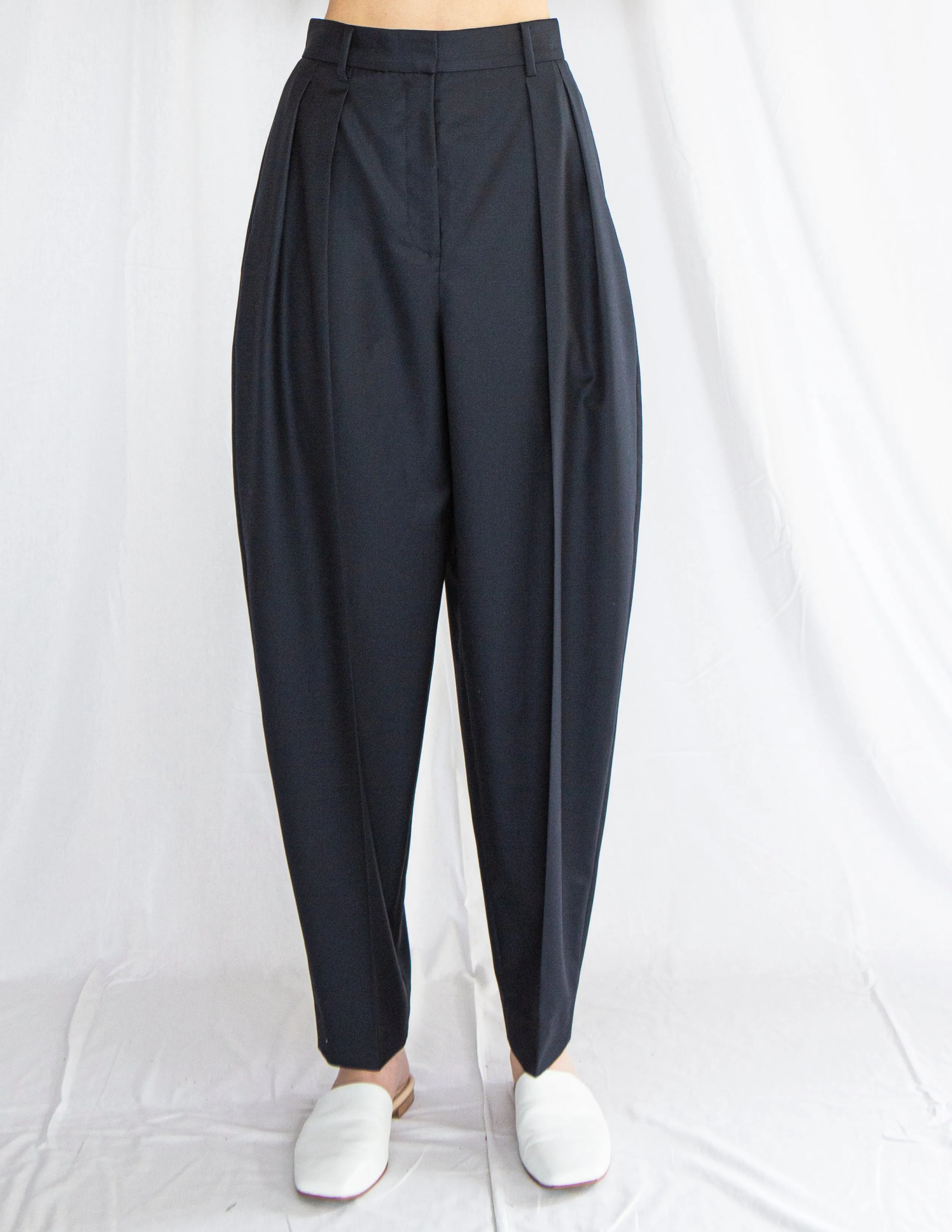 Double Pleated Pants in Wool Suiting