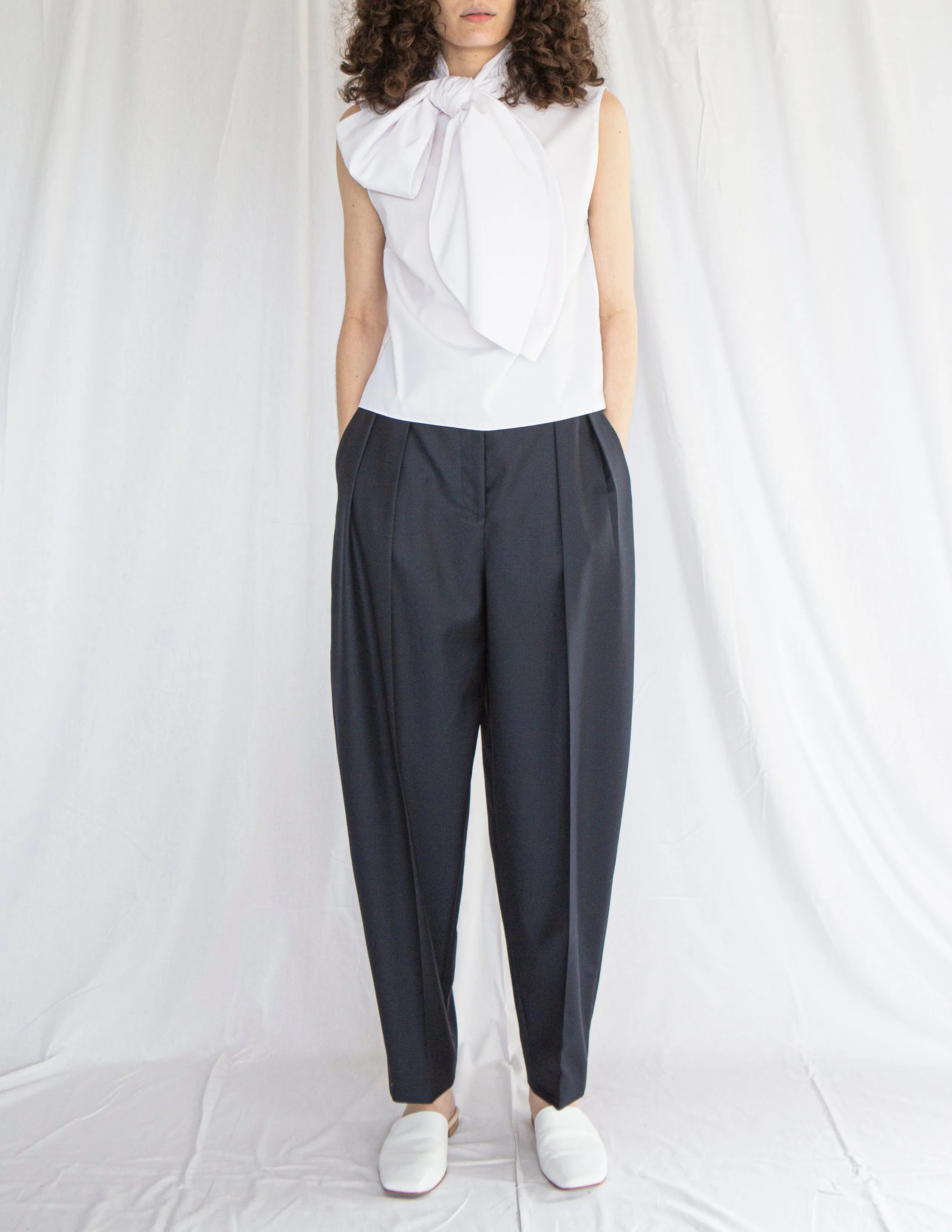 Double Pleated Pants in Wool Suiting