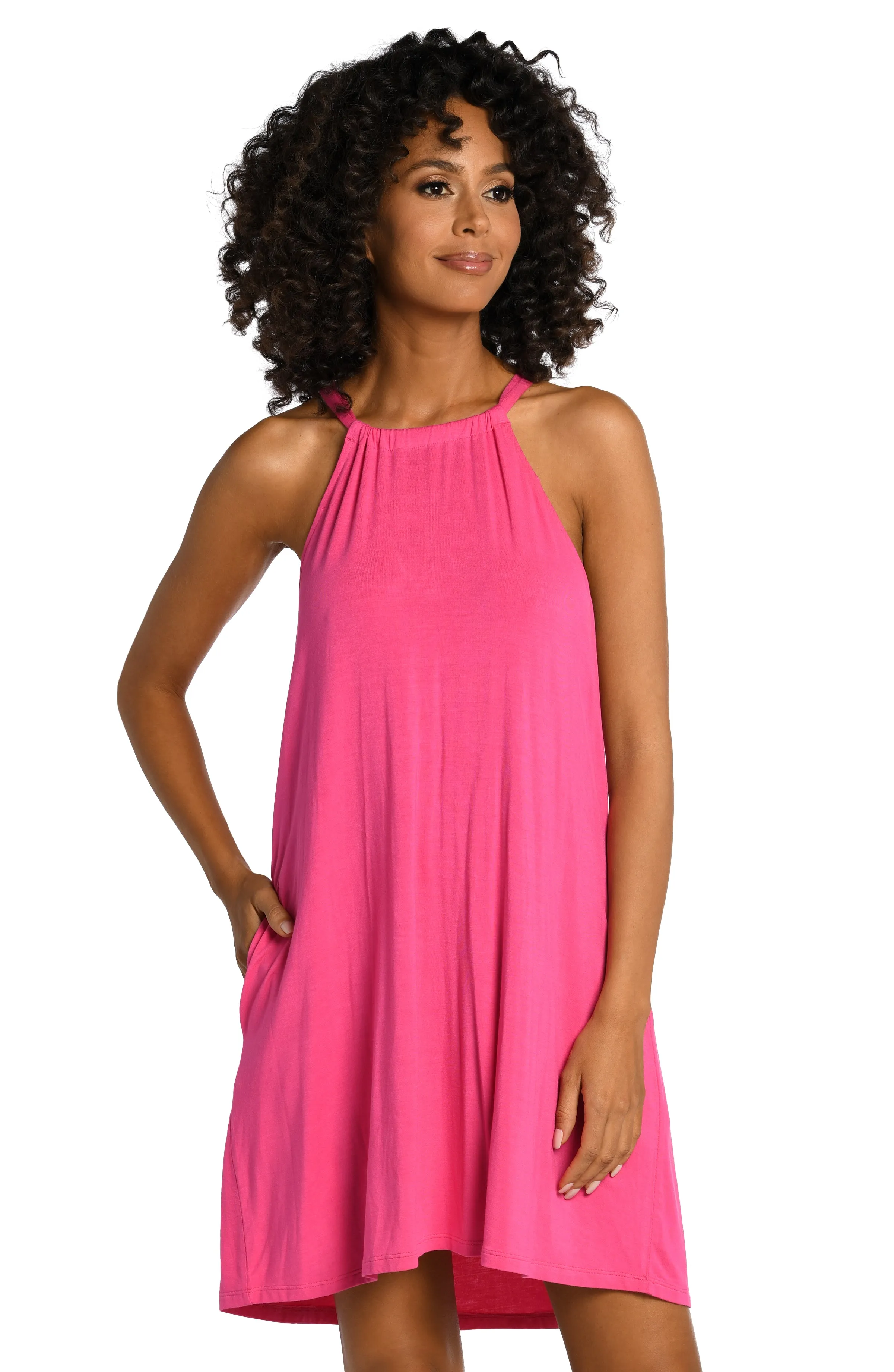 Draped Darling High Neck Dress