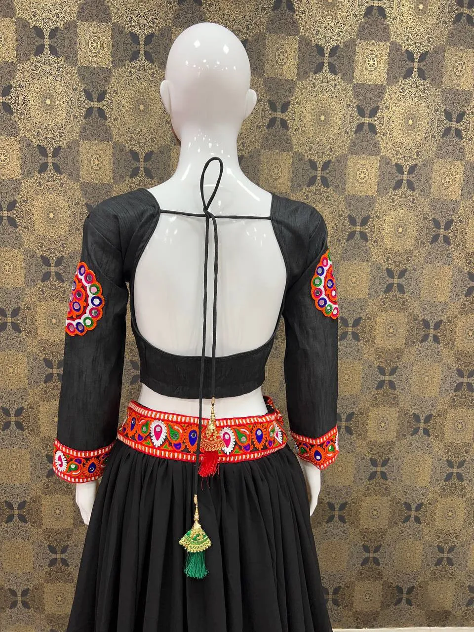 Elegant Premium Georgette Black-Color Special Garba Night Lehenga Choli