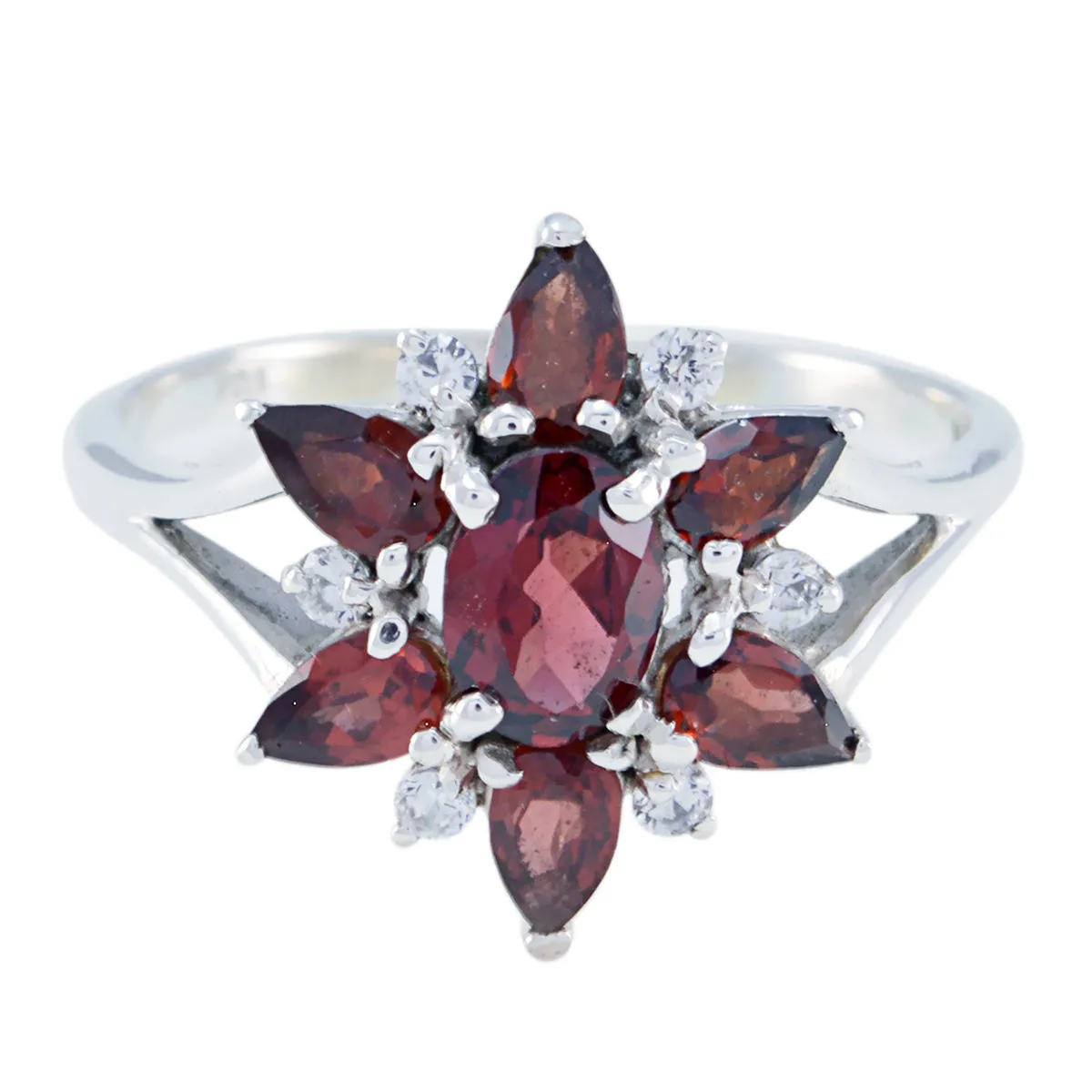 Elegant Stone Garnet 925 Sterling Silver Ring Fine Selling Items