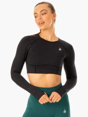 Enhance Seamless Long Sleeve Top - Black