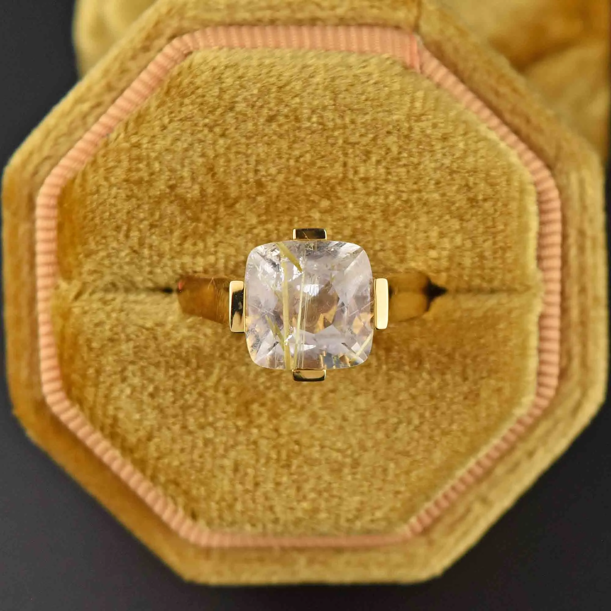 Estate 14K Gold Rutilated Quartz Ring, Sz 7.5