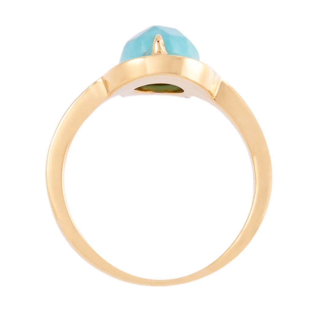 Faceted Turquoise Half Moon Ring