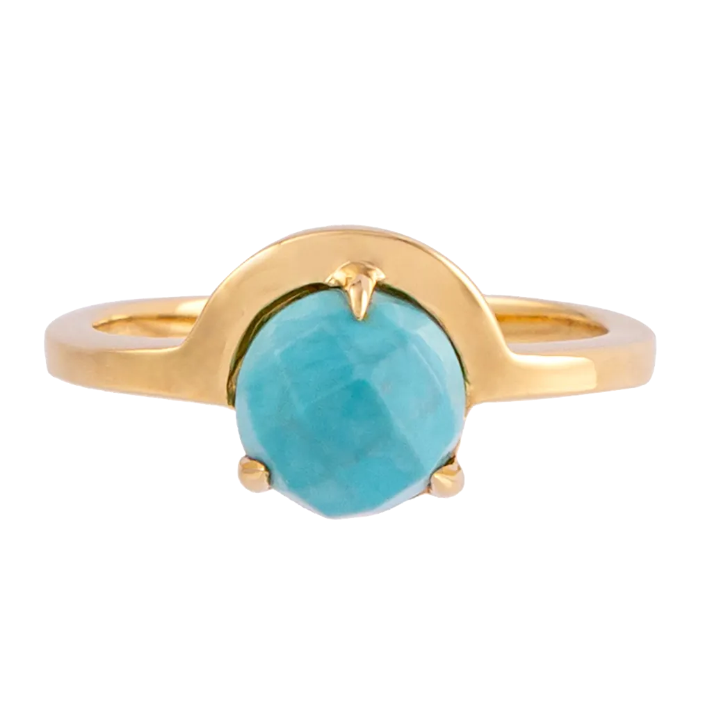 Faceted Turquoise Half Moon Ring