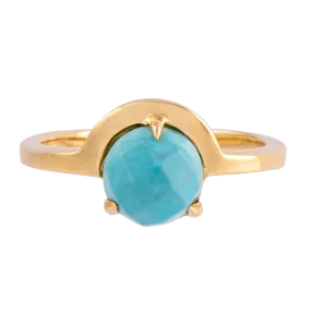 Faceted Turquoise Half Moon Ring