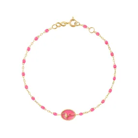 Flamingo Classic Gigi Pink bracelet, Yellow Gold, 6.7"