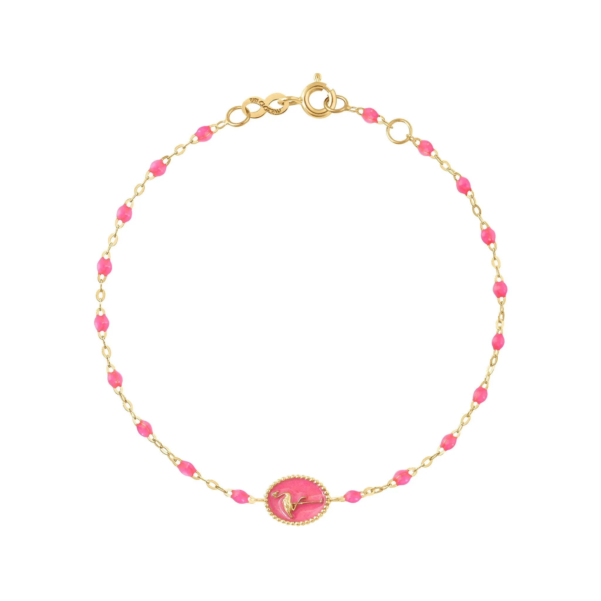 Flamingo Classic Gigi Pink bracelet, Yellow Gold, 6.7"