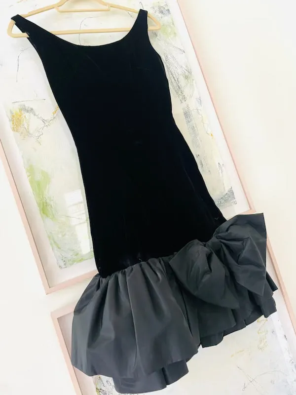 Flirty 60's Black Velvet Dress