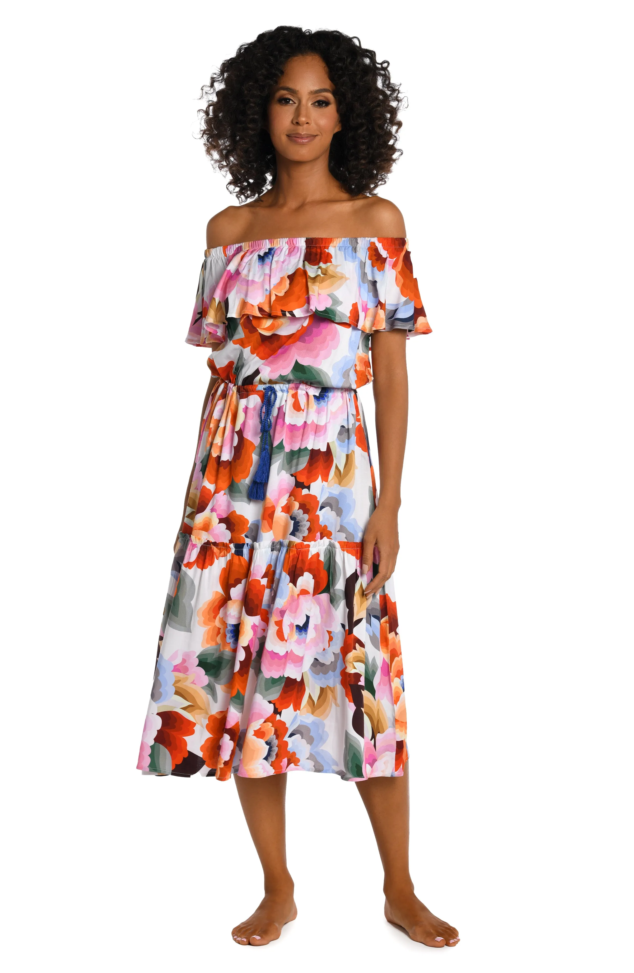 Floral Rhythm Off-The-Shoulder Cover Up Dress - FINAL SALE