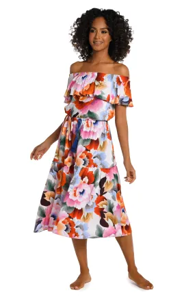 Floral Rhythm Off-The-Shoulder Cover Up Dress - FINAL SALE