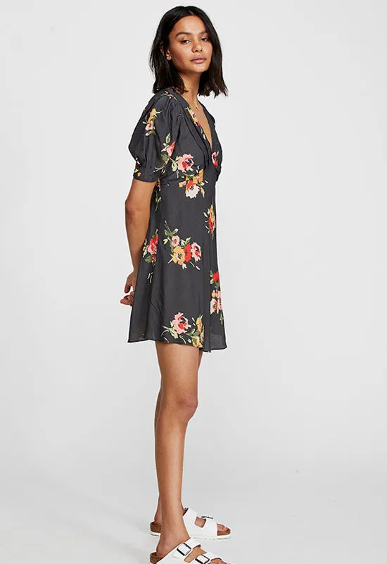 Free People - Black Multi Floral Neon Garden Mini Dress