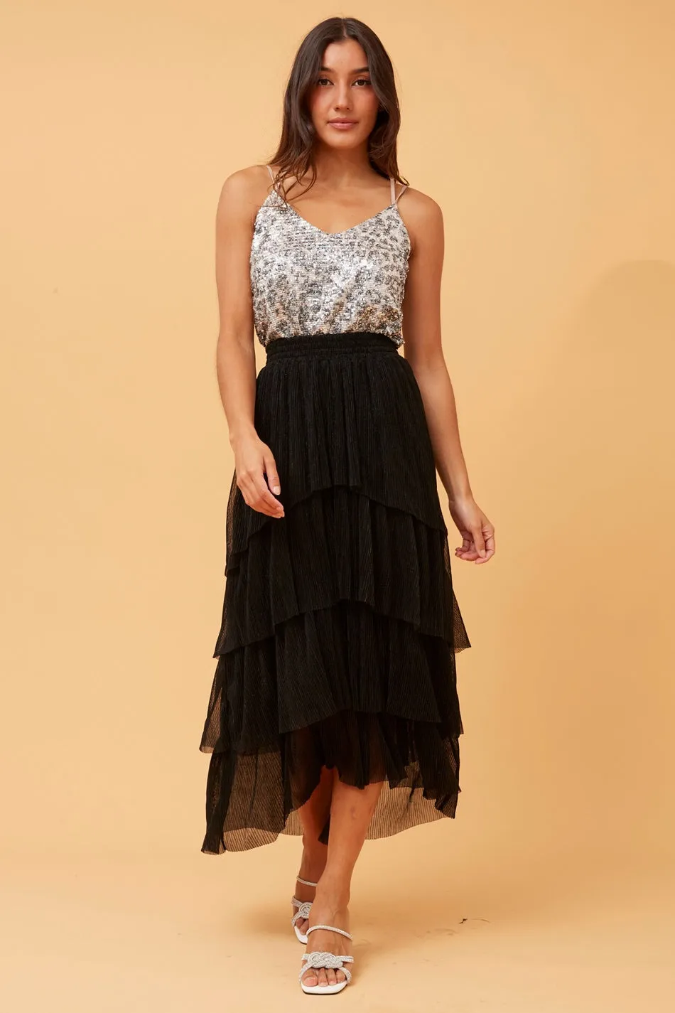 HARLENE TIERED EVENING SKIRT