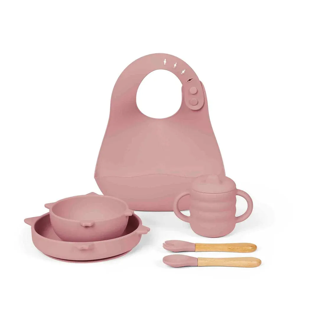 Ickle Bubba 6 Piece Silicone Feeding Set - Pig (Pink)