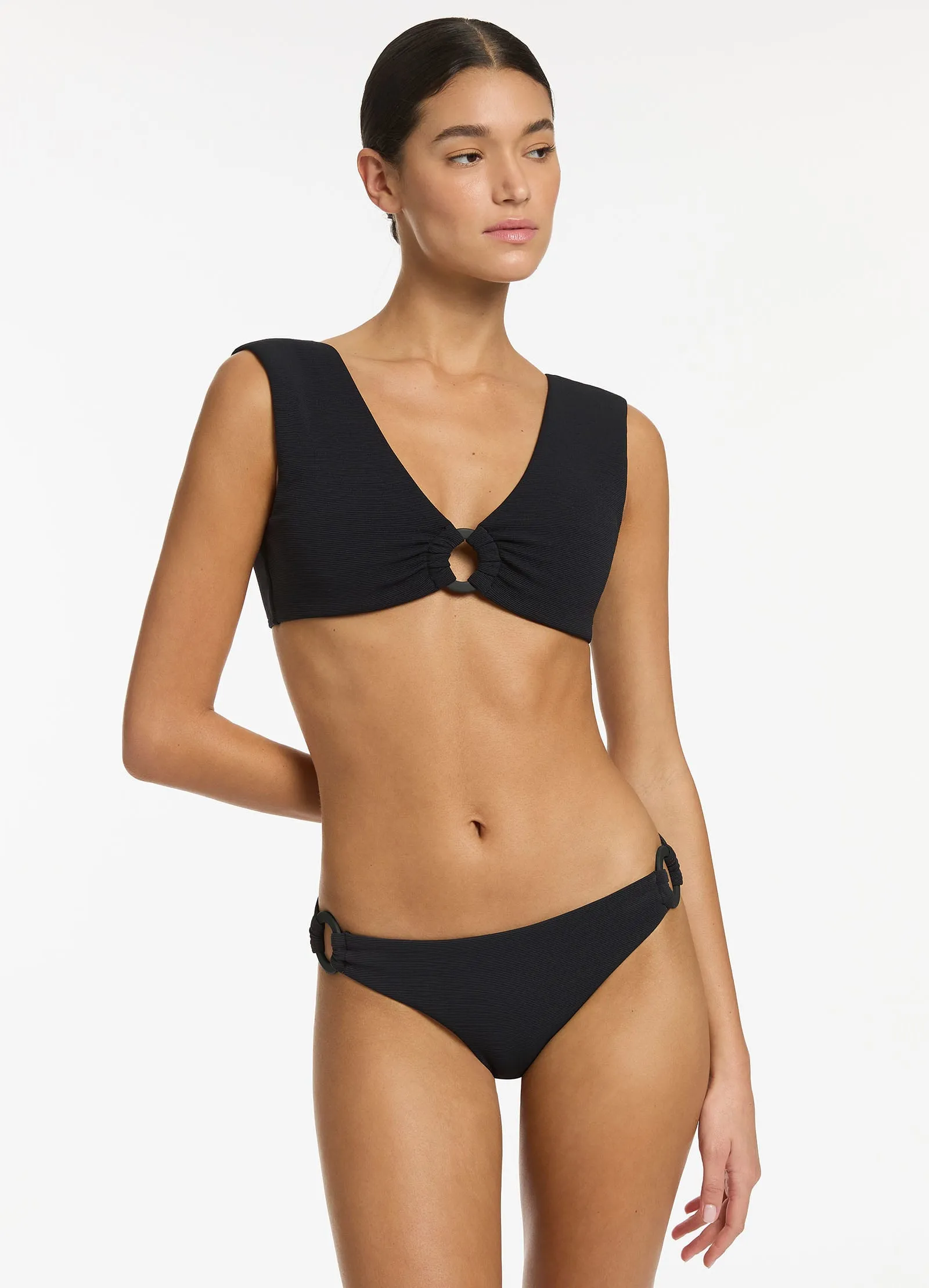 Isla Rib Wide Strap Top - Black