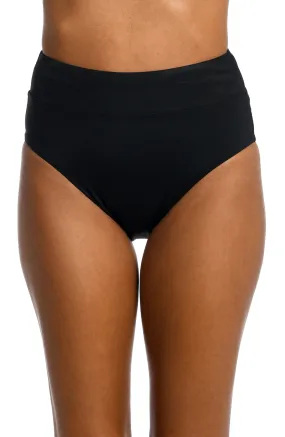 Island Goddess Cinch Back High Waist Bottom - Black