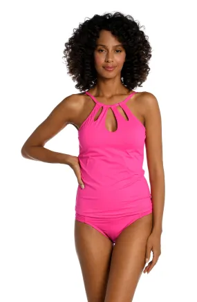 Island Goddess Underwire Keyhole Tankini Top - Pop Pink