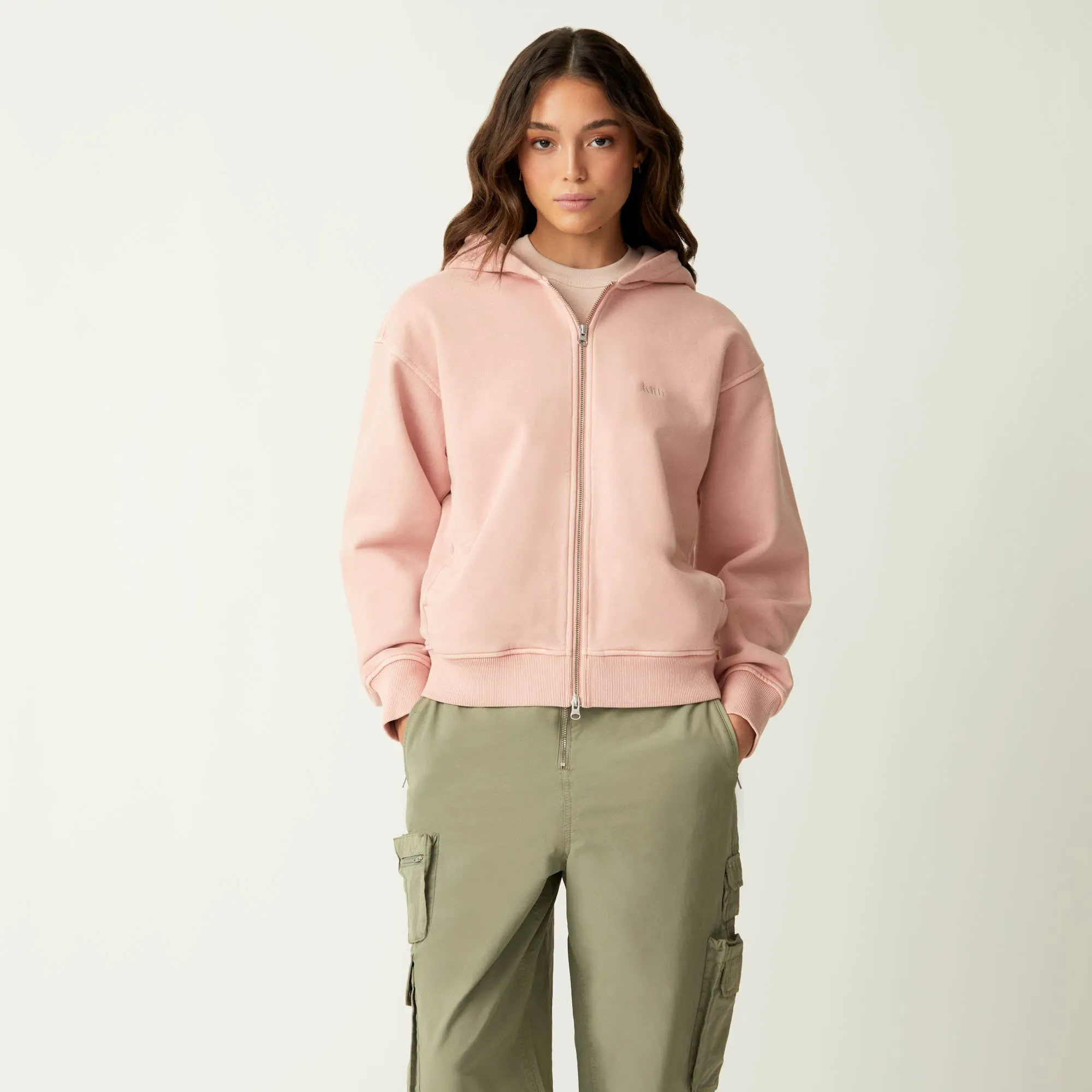 Kith Women Tanner Full Zip Hoodie - Peach Powder