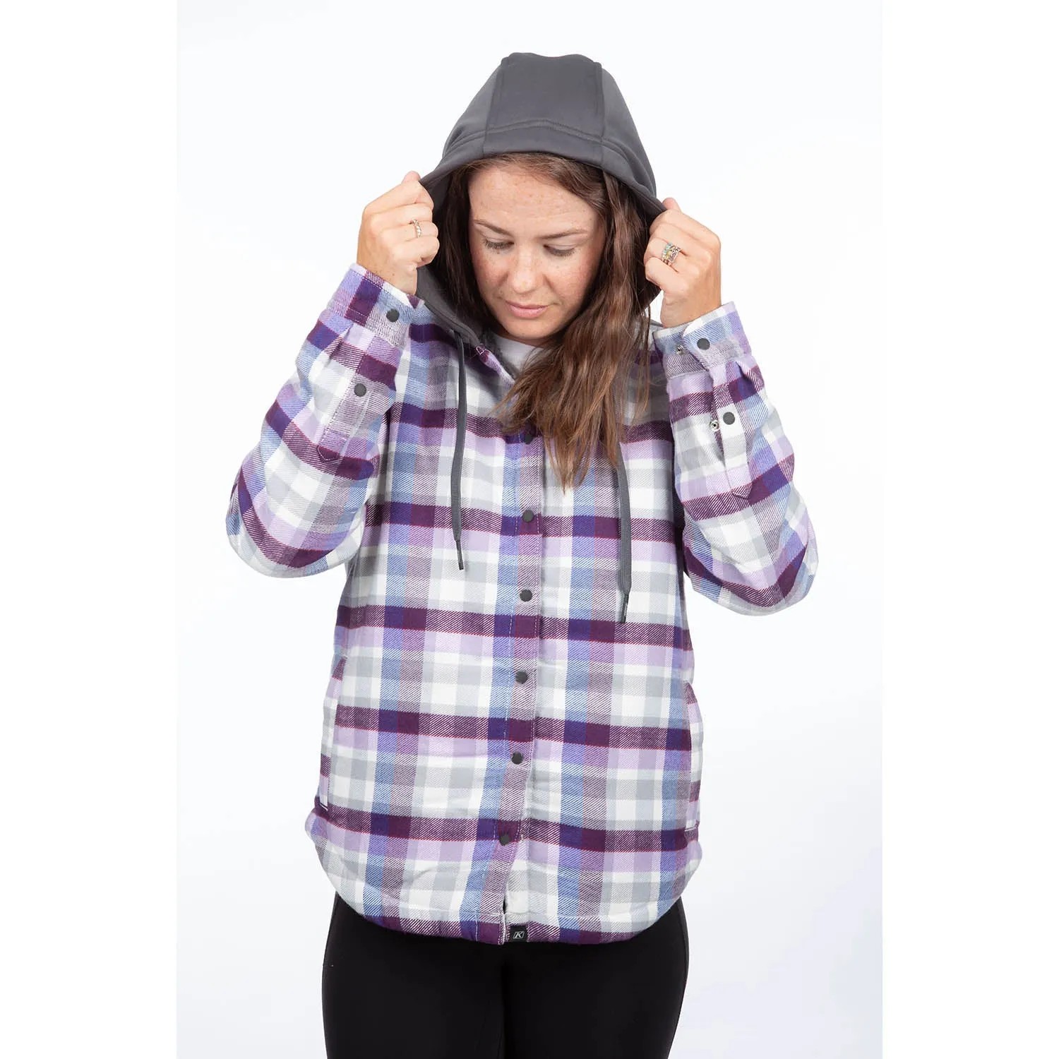 Klim Women's Big Sky Fleece Lined Flannel Hoody Lavender Heist/Asphalt