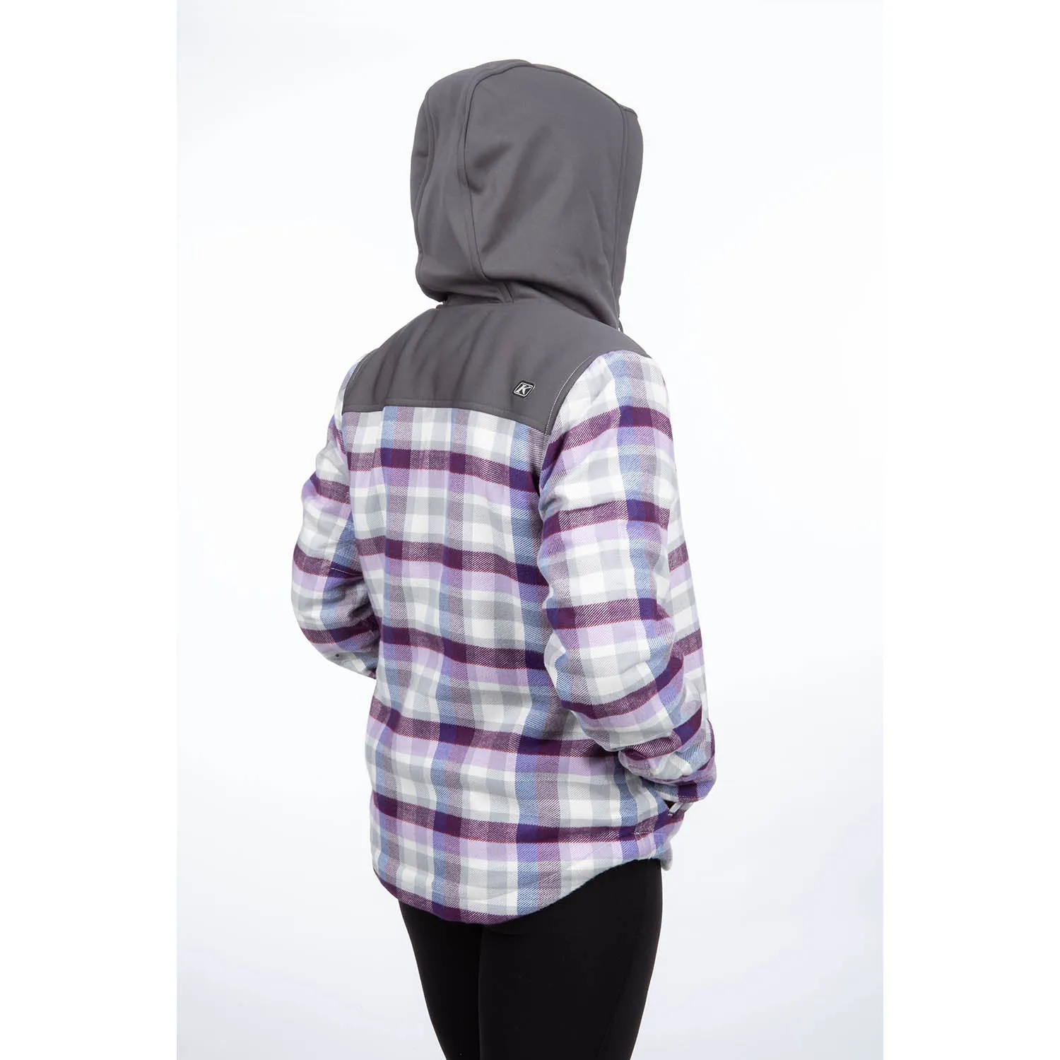 Klim Women's Big Sky Fleece Lined Flannel Hoody Lavender Heist/Asphalt