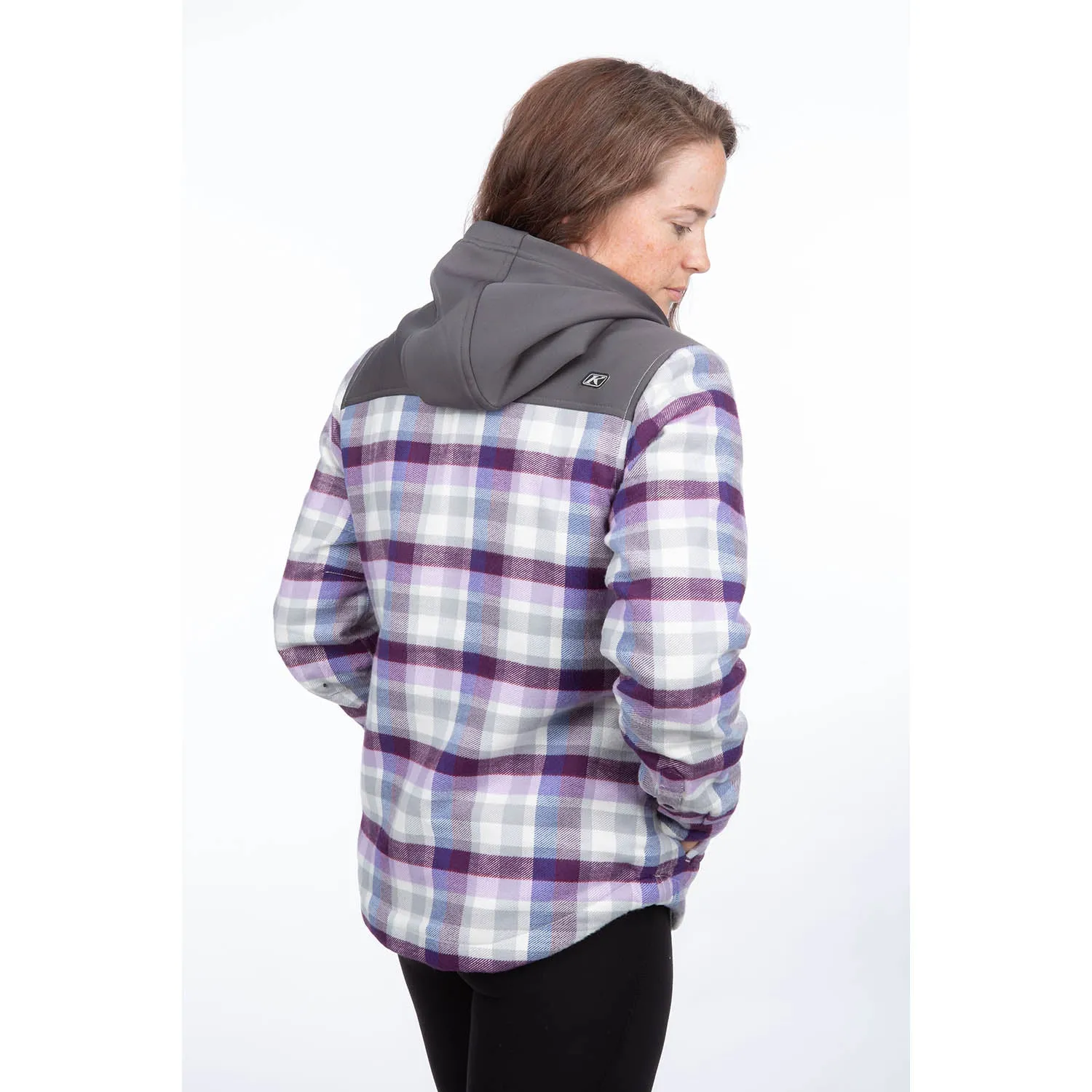 Klim Women's Big Sky Fleece Lined Flannel Hoody Lavender Heist/Asphalt