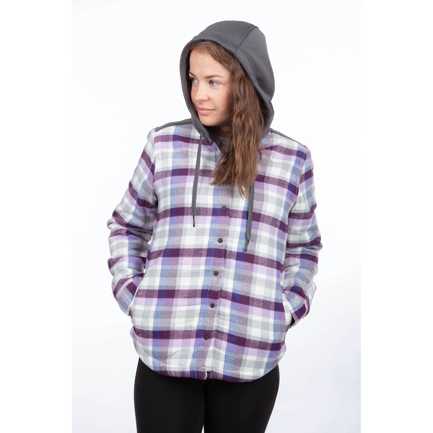 Klim Women's Big Sky Fleece Lined Flannel Hoody Lavender Heist/Asphalt