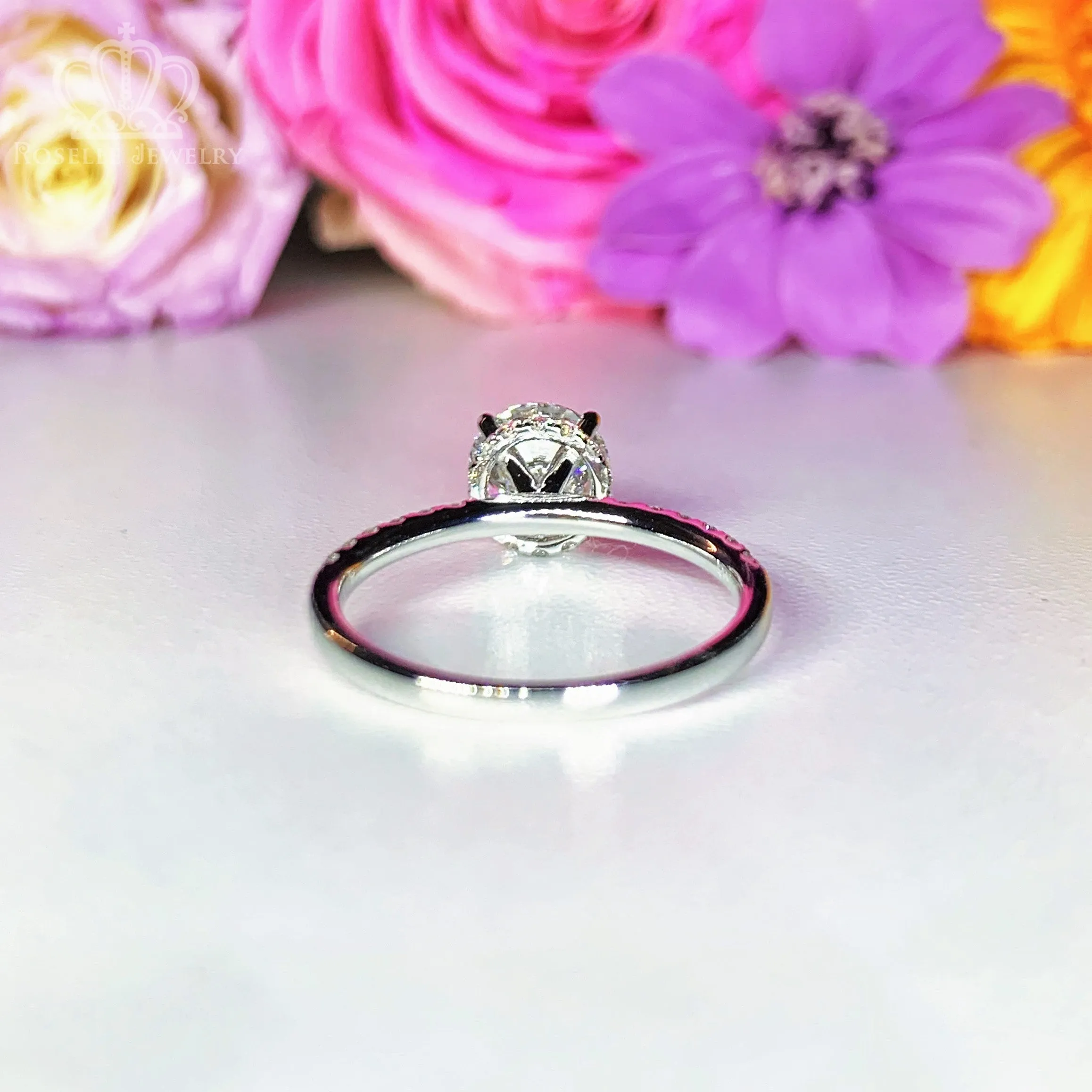 Lab Grown Side Stone Hidden Halo Diamond Engagement Ring - LGR010