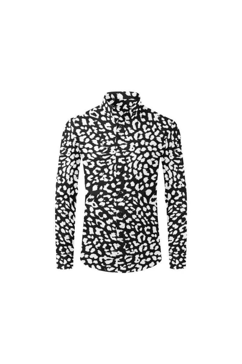 Leopard Print Men's All Over Print Casual Dress Shirt